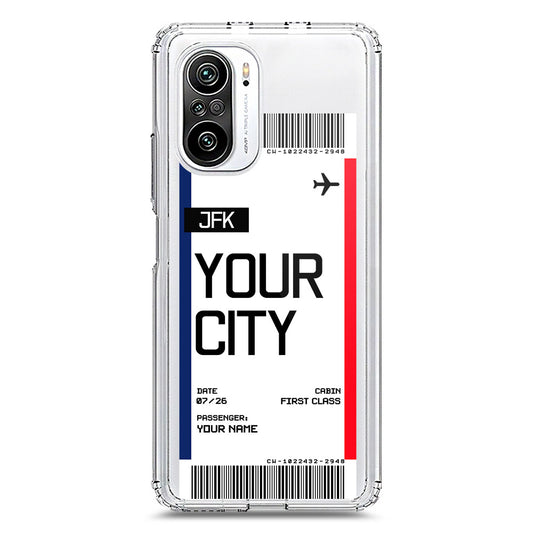 Xiaomi Poco F3 Cover - Personalised Boarding Pass Ticket Series - Clear Phone Case - Soft Silicon Borders