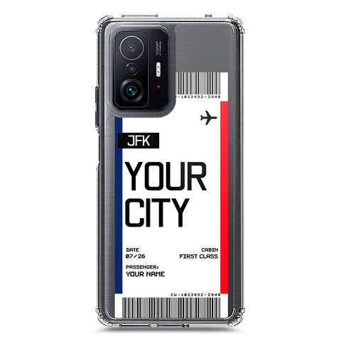 Xiaomi Mi 11T Cover - Personalised Boarding Pass Ticket Series - Clear Phone Case - Soft Silicon Borders