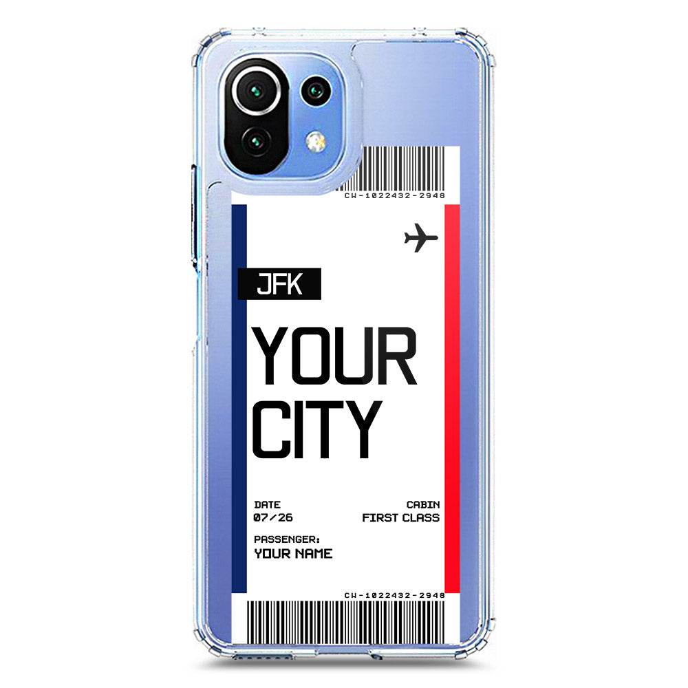 Xiaomi 11 Lite 5G NE Cover - Personalised Boarding Pass Ticket Series - Clear Phone Case - Soft Silicon Borders
