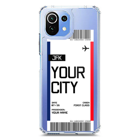 Xiaomi 11 Lite 5G NE Cover - Personalised Boarding Pass Ticket Series - Clear Phone Case - Soft Silicon Borders