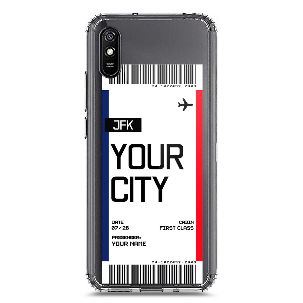 Xiaomi Redmi 9i Cover - Personalised Boarding Pass Ticket Series - Clear Phone Case - Soft Silicon Borders