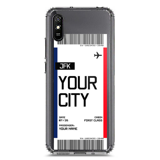 Xiaomi Redmi 9i Cover - Personalised Boarding Pass Ticket Series - Clear Phone Case - Soft Silicon Borders