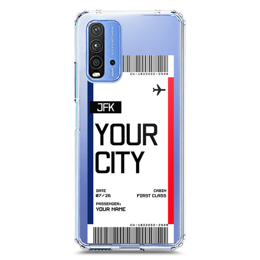 Xiaomi Redmi Note 9 4G Cover - Personalised Boarding Pass Ticket Series - Clear Phone Case - Soft Silicon Borders