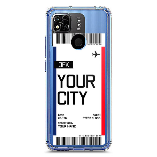 Xiaomi Redmi 9C Cover - Personalised Boarding Pass Ticket Series - Clear Phone Case - Soft Silicon Borders