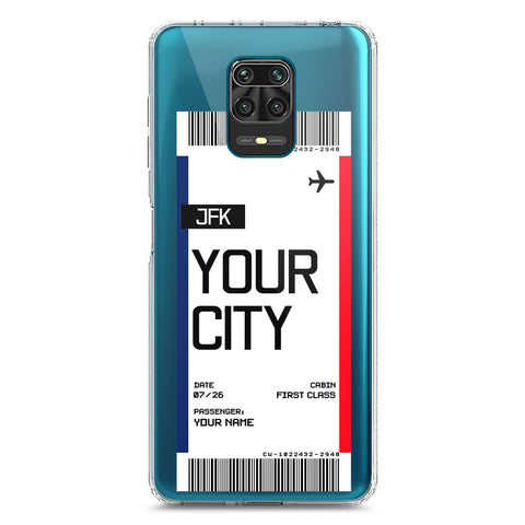 Xiaomi Redmi Note 9 Pro Cover - Personalised Boarding Pass Ticket Series - Clear Phone Case - Soft Silicon Borders