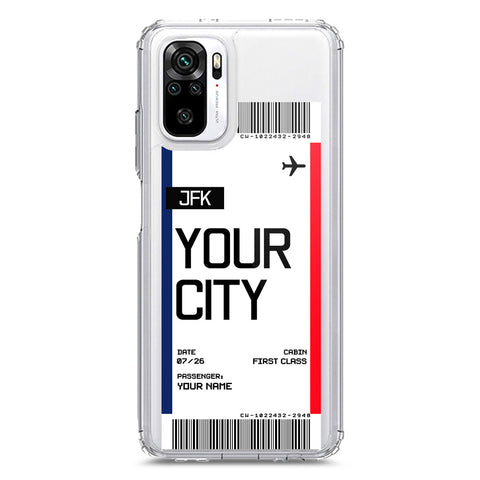 Xiaomi Redmi Note 10 4G Cover - Personalised Boarding Pass Ticket Series - Clear Phone Case - Soft Silicon Borders