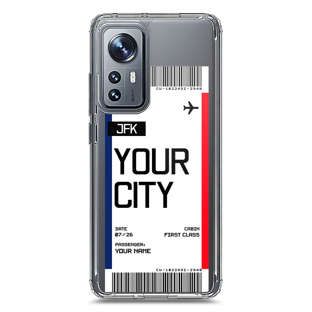 Xiaomi 12 Cover - Personalised Boarding Pass Ticket Series - Clear Phone Case - Soft Silicon Borders