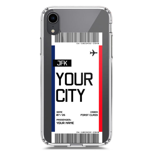 iPhone XR Cover - Personalised Boarding Pass Ticket Series - Clear Phone Case - Soft Silicon Borders