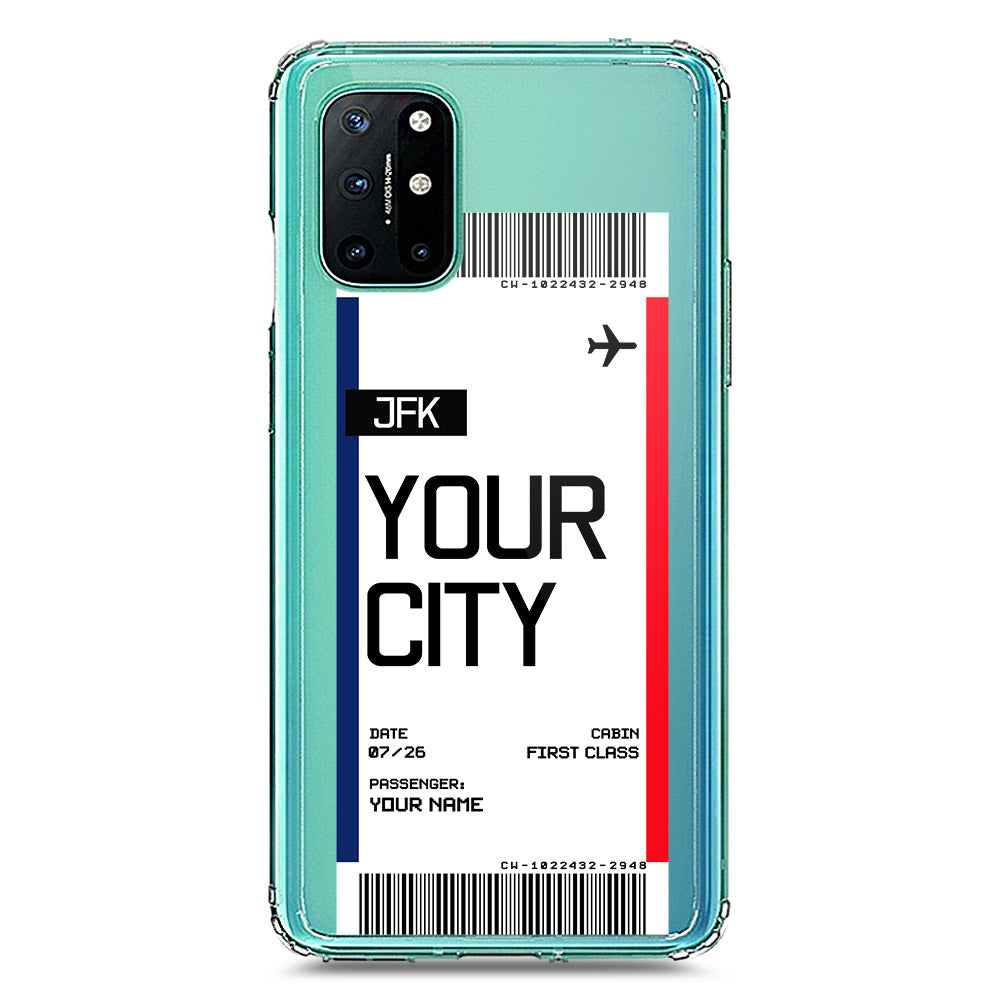 OnePlus 8T Cover - Personalised Boarding Pass Ticket Series - Clear Phone Case - Soft Silicon Borders
