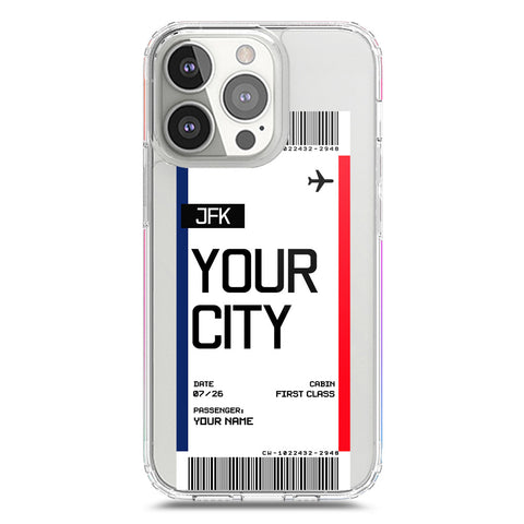 iPhone 13 Pro Cover - Personalised Boarding Pass Ticket Series - Clear Phone Case - Soft Silicon Borders