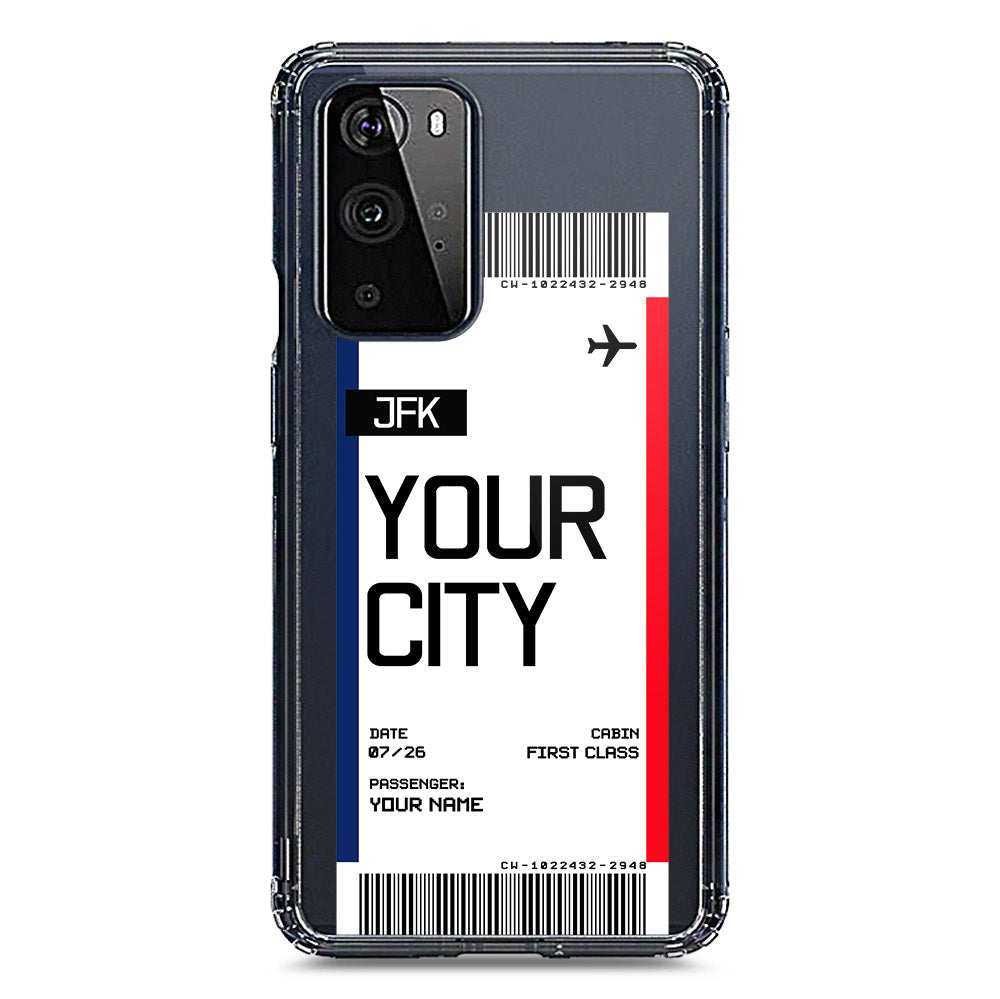OnePlus 9 Pro Cover - Personalised Boarding Pass Ticket Series - Clear Phone Case - Soft Silicon Borders