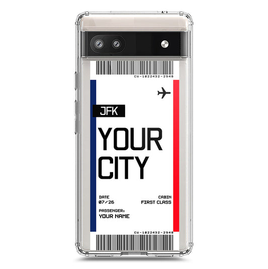 Google Pixel 6 Cover - Personalised Boarding Pass Ticket Series - Clear Phone Case - Soft Silicon Borders