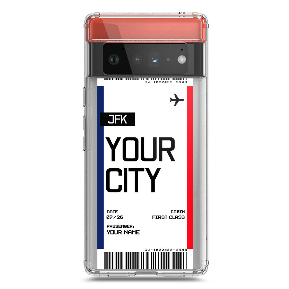 Google Pixel 6 Pro Cover - Personalised Boarding Pass Ticket Series - Clear Phone Case - Soft Silicon Borders