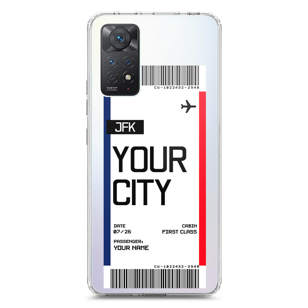 Xiaomi Redmi Note 11 Pro 5G Cover - Personalised Boarding Pass Ticket Series - Clear Phone Case - Soft Silicon Borders