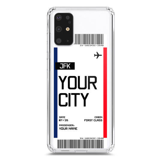 Samsung Galaxy S20 Plus Cover - Personalised Boarding Pass Ticket Series - Clear Phone Case - Soft Silicon Borders