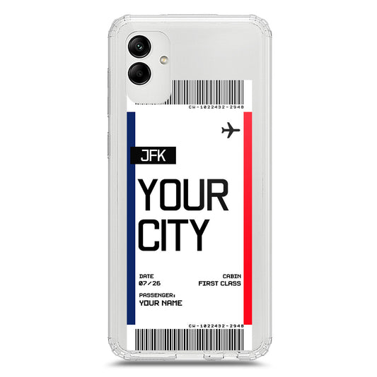 Samsung Galaxy M02s Cover - Personalised Boarding Pass Ticket Series - Clear Phone Case - Soft Silicon Borders