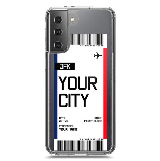 Samsung Galaxy S21 Plus 5G Cover - Personalised Boarding Pass Ticket Series - Clear Phone Case - Soft Silicon Borders
