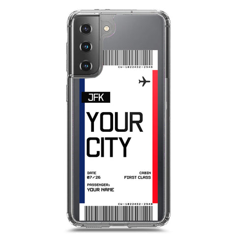 Samsung Galaxy S21 5G Cover - Personalised Boarding Pass Ticket Series - Clear Phone Case - Soft Silicon Borders