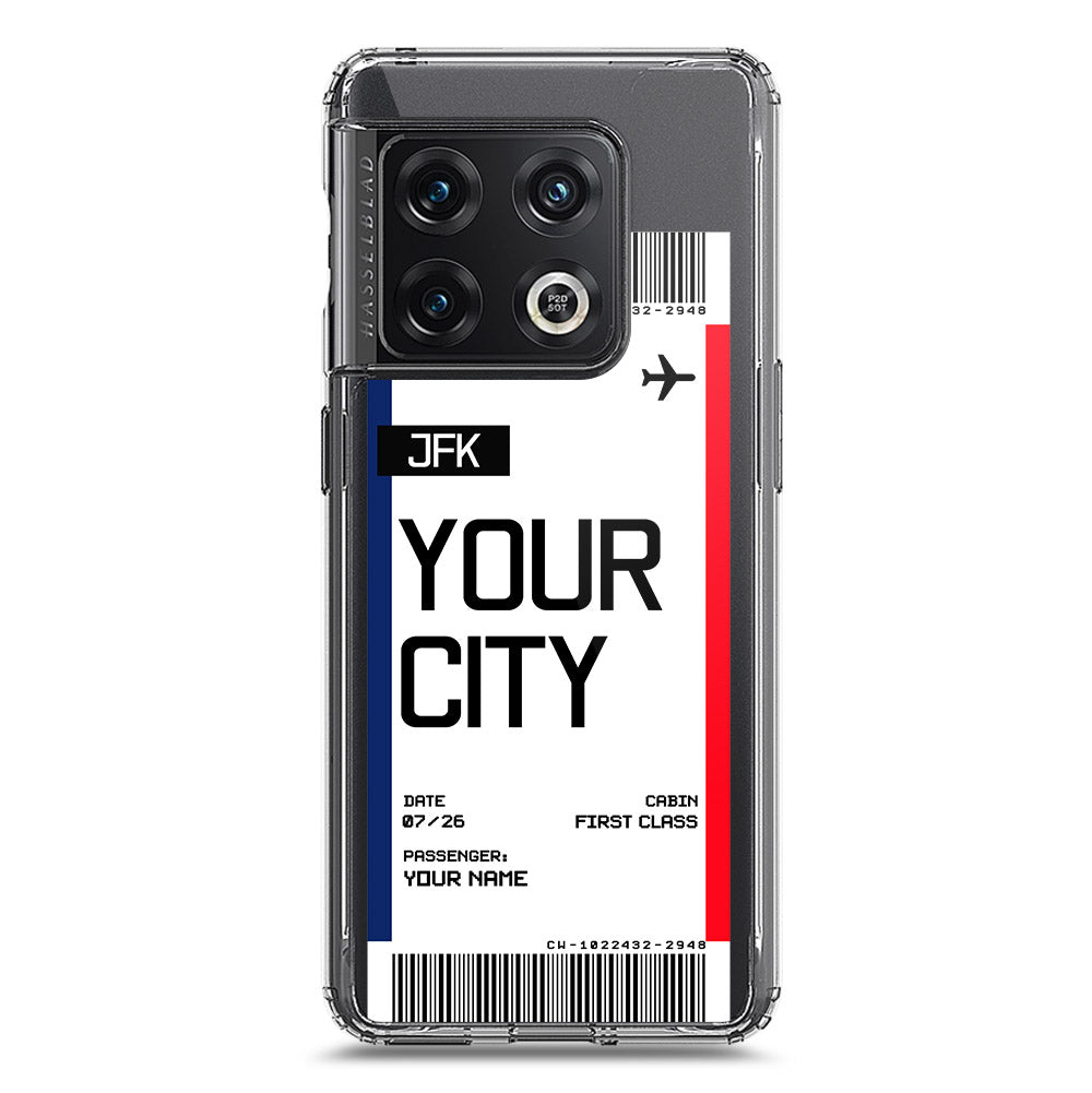 OnePlus 10 Pro Cover - Personalised Boarding Pass Ticket Series - Clear Phone Case - Soft Silicon Borders