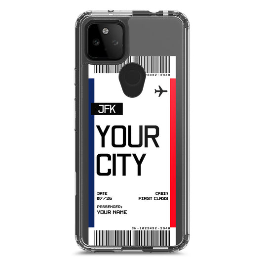 Google Pixel 5a 5G Cover - Personalised Boarding Pass Ticket Series - Clear Phone Case - Soft Silicon Borders