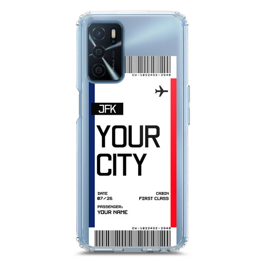 Oppo A16 Cover - Personalised Boarding Pass Ticket Series - Clear Phone Case - Soft Silicon Borders