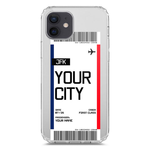 iPhone 12 Cover - Personalised Boarding Pass Ticket Series - Clear Phone Case - Soft Silicon Borders