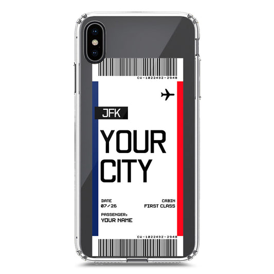iPhone XS / X Cover - Personalised Boarding Pass Ticket Series - Clear Phone Case - Soft Silicon Borders