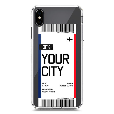 iPhone XS Max Cover - Personalised Boarding Pass Ticket Series - Clear Phone Case - Soft Silicon Borders