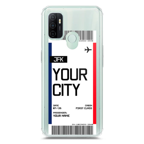 Oppo A53s Cover - Personalised Boarding Pass Ticket Series - Clear Phone Case - Soft Silicon Borders