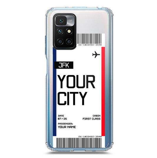 Xiaomi Redmi 10 Cover - Personalised Boarding Pass Ticket Series - Clear Phone Case - Soft Silicon Borders