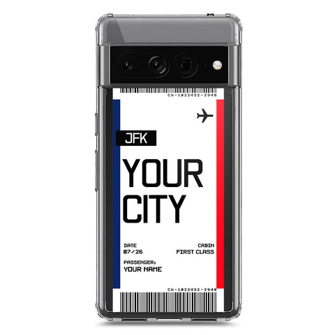 Google Pixel 7 Pro Cover - Personalised Boarding Pass Ticket Series - Clear Phone Case - Soft Silicon Borders