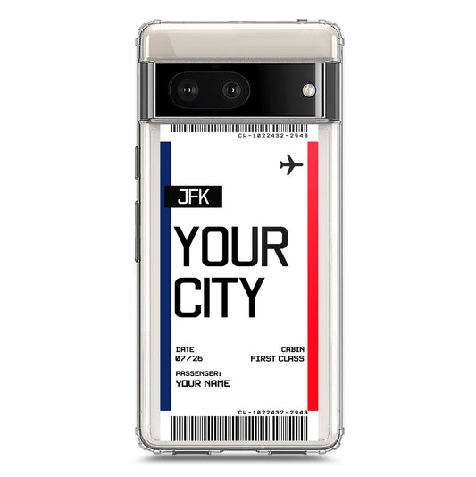 Google Pixel 7 Cover - Personalised Boarding Pass Ticket Series - Clear Phone Case - Soft Silicon Borders
