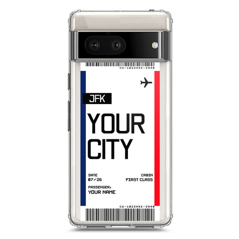 Google Pixel 7 Cover - Personalised Boarding Pass Ticket Series - Clear Phone Case - Soft Silicon Borders