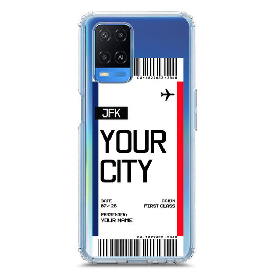 Oppo A54 4G Cover - Personalised Boarding Pass Ticket Series - Clear Phone Case - Soft Silicon Borders