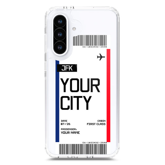 Samsung Galaxy F17 Cover - Personalised Boarding Pass Ticket Series - Clear Phone Case - Soft Silicon Borders