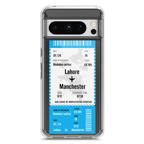 Google Pixel 8 Pro Cover - Personalised Boarding Pass Ticket Series - Clear Phone Case - Soft Silicon Borders
