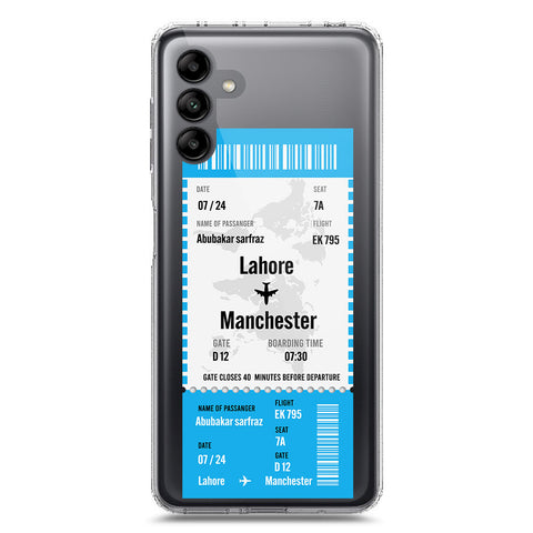 Samsung Galaxy A04s Cover - Personalised Boarding Pass Ticket Series - Clear Phone Case - Soft Silicon Borders