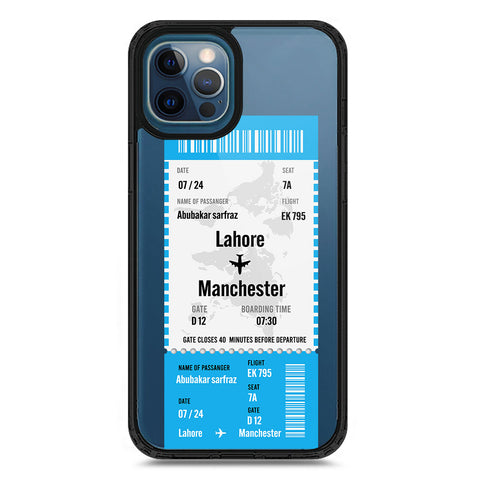 iPhone 12 Pro Max - Black - Cover - Personalised Boarding Pass Ticket Series - Clear Phone Case - Soft Silicon Borders