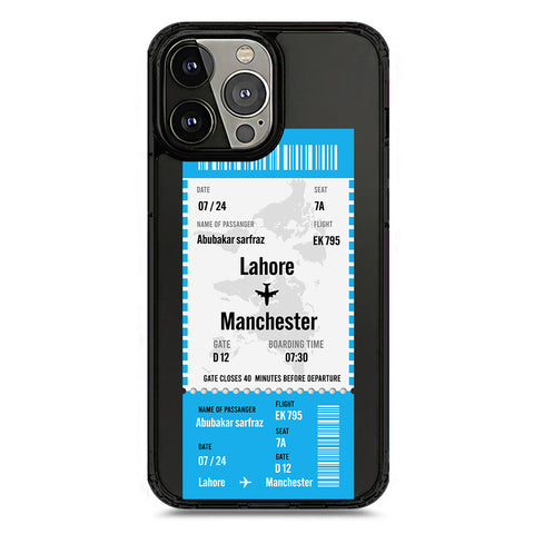 iPhone 13 Pro Max - Black - Cover - Personalised Boarding Pass Ticket Series - Clear Phone Case - Soft Silicon Borders