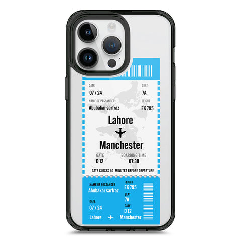iPhone 15 Pro Max - Black - Cover - Personalised Boarding Pass Ticket Series - Clear Phone Case - Soft Silicon Borders