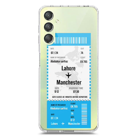 Samsung Galaxy A24 4G Cover - Personalised Boarding Pass Ticket Series - Clear Phone Case - Soft Silicon Borders