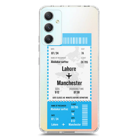 Samsung Galaxy A34 5G Cover - Personalised Boarding Pass Ticket Series - Clear Phone Case - Soft Silicon Borders