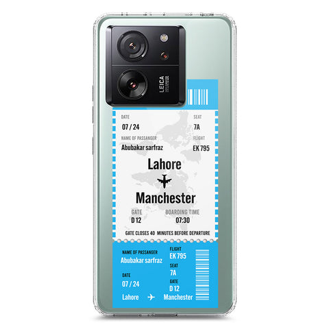 Xiaomi 13T Cover - Personalised Boarding Pass Ticket Series - Clear Phone Case - Soft Silicon Borders