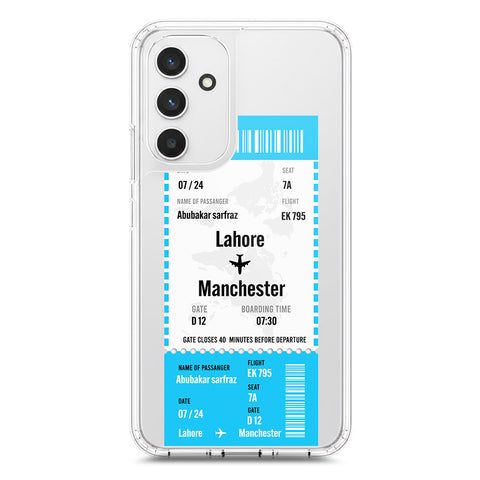 Samsung Galaxy A54 5G Cover - Personalised Boarding Pass Ticket Series - Clear Phone Case - Soft Silicon Borders