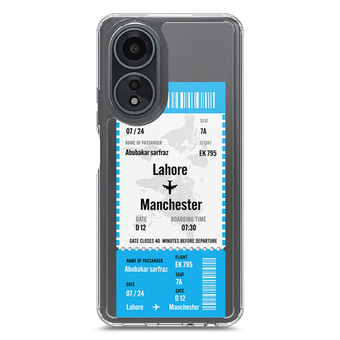 Oppo A58 4G Cover - Personalised Boarding Pass Ticket Series - Clear Phone Case - Soft Silicon Borders
