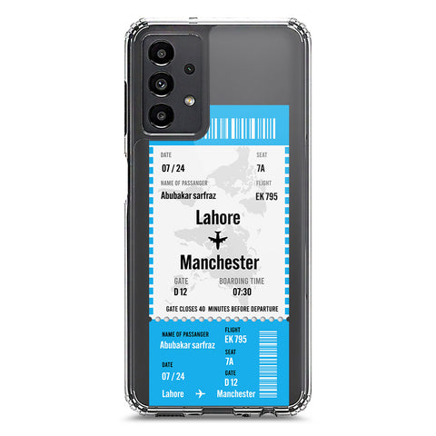 Samsung Galaxy A13 Cover - Personalised Boarding Pass Ticket Series - Clear Phone Case - Soft Silicon Borders