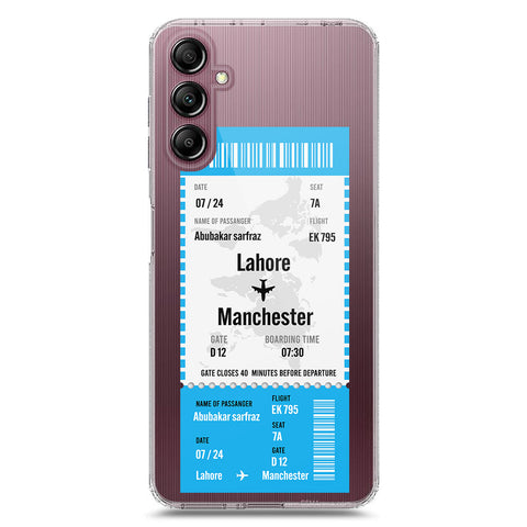 Samsung Galaxy A15 4G Cover - Personalised Boarding Pass Ticket Series - Clear Phone Case - Soft Silicon Borders