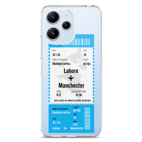 Xiaomi Redmi 12 Cover - Personalised Boarding Pass Ticket Series - Clear Phone Case - Soft Silicon Borders