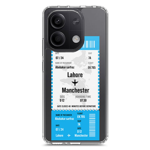 Xiaomi Redmi Note 13 Cover - Personalised Boarding Pass Ticket Series - Clear Phone Case - Soft Silicon Borders