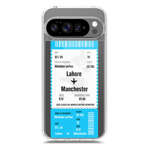 Google Pixel 9 Pro Cover - Personalised Boarding Pass Ticket Series - Clear Phone Case - Soft Silicon Borders
